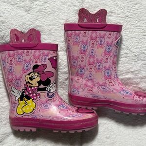 Disney Jr Pink Minnie Mouse Rain Boots Sz 11-12